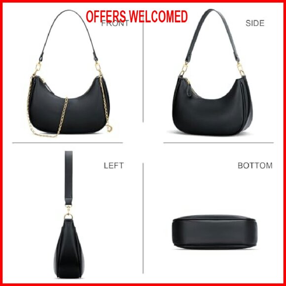 PU Leather Shoulder Bag with Detachable Strap, Spacious Compartments - Picture 6 of 8